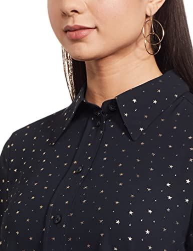 Image of Marks & Spencer Womens Printed Polyester Collared Neck Regular Fit Top
