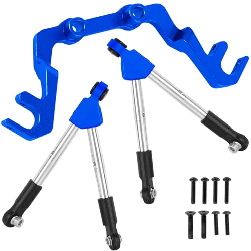 BRCatWPark RC Front Tie Rods with Stabilizer Upgrades Part for 1/10 Slash 4X4 LCG,Alloy Aluminium Front Positive and Negative Teeth Pull Rod + Fixed Code Combination-Set,Navy Blue
