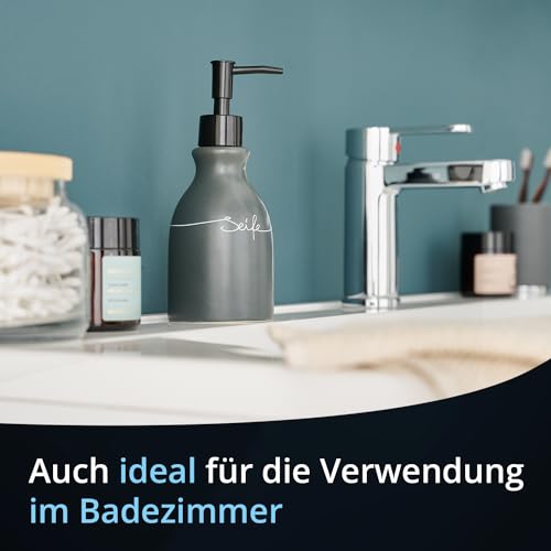 Seifenspender grau KHG Anthrazit für Küche mit schwarzem Spenderkopf