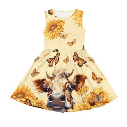 Coloranimal Girls Round Neck Casual Swing Skater Mini Dress with Pocket Sleepwear for 2-10 Year2