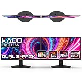 Kado Dual Monitor Setup - 2-Pack 22' 120Hz 1920x1080 Computer Monitor, 105% sRGB Edgeless VESA Mount HDMI DisplayPort, Office Gaming Built-in Speakers (E22X Gaming Dual Series)