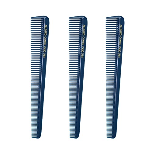 Allegro Combs 450 Tapered Hair Cutting Combs Barber Hair Hairstylist Combs Women's Combs Men's Pocket Combs Made In The Usa 3Pcs. (Teal) #TOP17