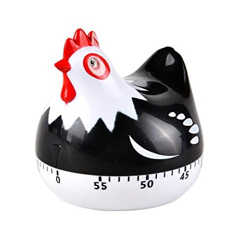Cartoon Hen Mechanical Timers 60 Minutes Kitchen Cooking Timer Clock Loud Alarm Counters Mini Size Manual Timer for Study(Black) Cover