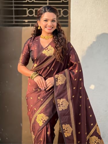 Image of SGF11 Women's Kanjivaram Pure Soft Silk Saree With Unstitched Blouse Piece