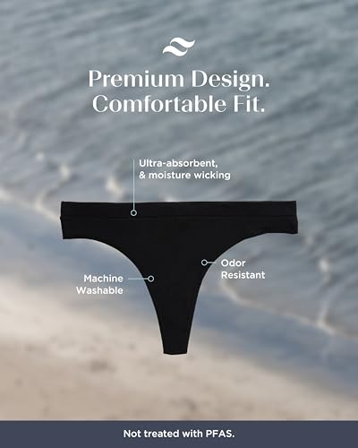 saalt Modal Comfort Thong Period Underwear - Light Absorbency - Reusable, Comfortable, Leakproof, Thin, Keeps You Dry - Menstrual Flow, Maternity, Postpartum - Thumbnail 3