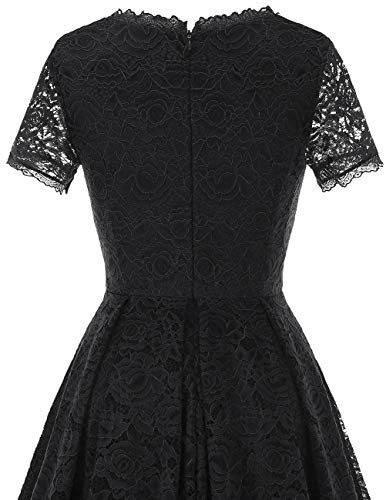 image for DRESSTELLS Lace Black Bridesmaid Dress, Tea Length Mother of The Bride