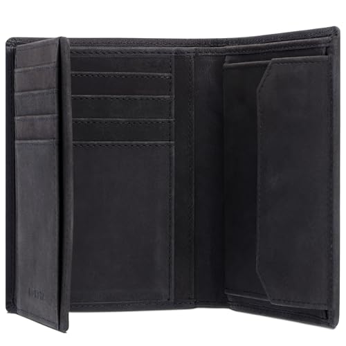 KORUTA Leder Geldbörse Herren mit RFID Schutz I Portemonnaie Groß mit Münzfach I 13 Fächer I Echtleder Geldbeutel für Männer I Brieftasche Wallet Portmonee Schwarz (Hunter) KORUTA Leder Geldbörse Herren mit RFID Schutz I Portemonnaie Groß mit Münzfach I 13 Fächer I Echtleder Geldbeutel für Männer I Brieftasche Wallet Portmonee Schwarz (Hunter)