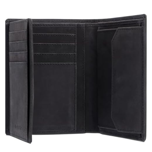 KORUTA Leder Geldbörse Herren mit RFID Schutz I Portemonnaie Groß mit Münzfach I 13 Fächer I Echtleder Geldbeutel für Männer I Brieftasche Wallet Portmonee Schwarz (Hunter)