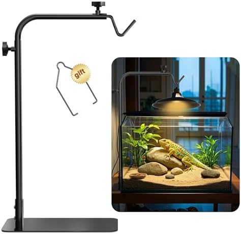 Josmimic Soporte Ajustable para Lámpara de Calor para Reptiles 45-81cm:Portalámparas con Base Pesada para Dragón Barbudo,Tortuga,Serpiente,Lagarto–para Domo de Calentamiento en Terrarios o Acuarios.