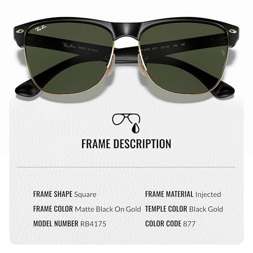 Ray-Ban RB4175 CLUBMASTER OVERSIZED Square Shaped Sunglasses for Men & Women with Official RAYBAN Eyewear Kit3