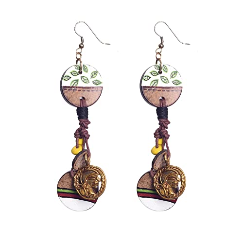 Image of Handcrafted Boho & Tribal Earrings for Women - Wooden, Brass & Terracotta Statement Designs in Drop, Hoop, Loop & Dangle Styles