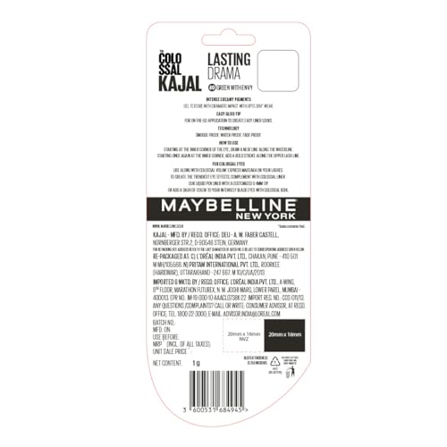 Image of Maybelline New York Colossal Lasting drama Kajal, 40 Green With Envy | 36H Wear, Waterproof, Smudge proof Kajal