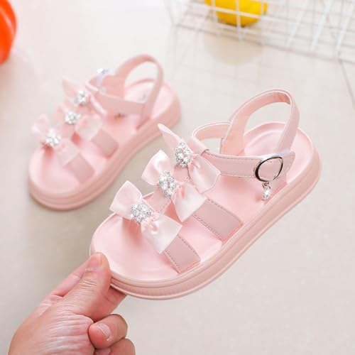 IWIHMIV Girls Sandals Open Toe Cute Bow Princess Sandals Comfortable Flat Soft Soled Summer Dress Shoes for Toddler4