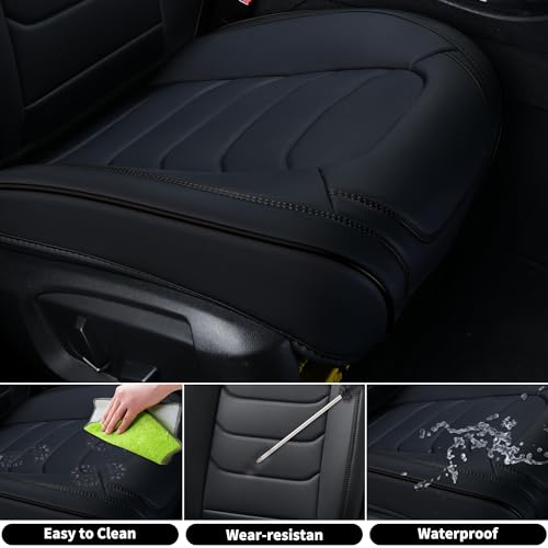 Image of FLORICH Seat Covers Full Set,Leather Seat Covers, Front and Rear Seat Cover 5 Seats, Waterproof Car Seat Cushion Protector Accessories for Sedan SUV Pick-up Truck(Black, Full Set)