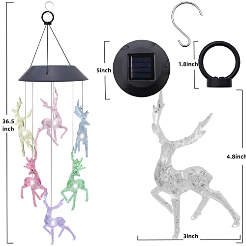 Solar Wind Chimes For Outside Deer,Oppsiue Sensitivity Mode Automatic Solar Charging Lighting, Ip65 Waterproof For Mother's Day #TOP1