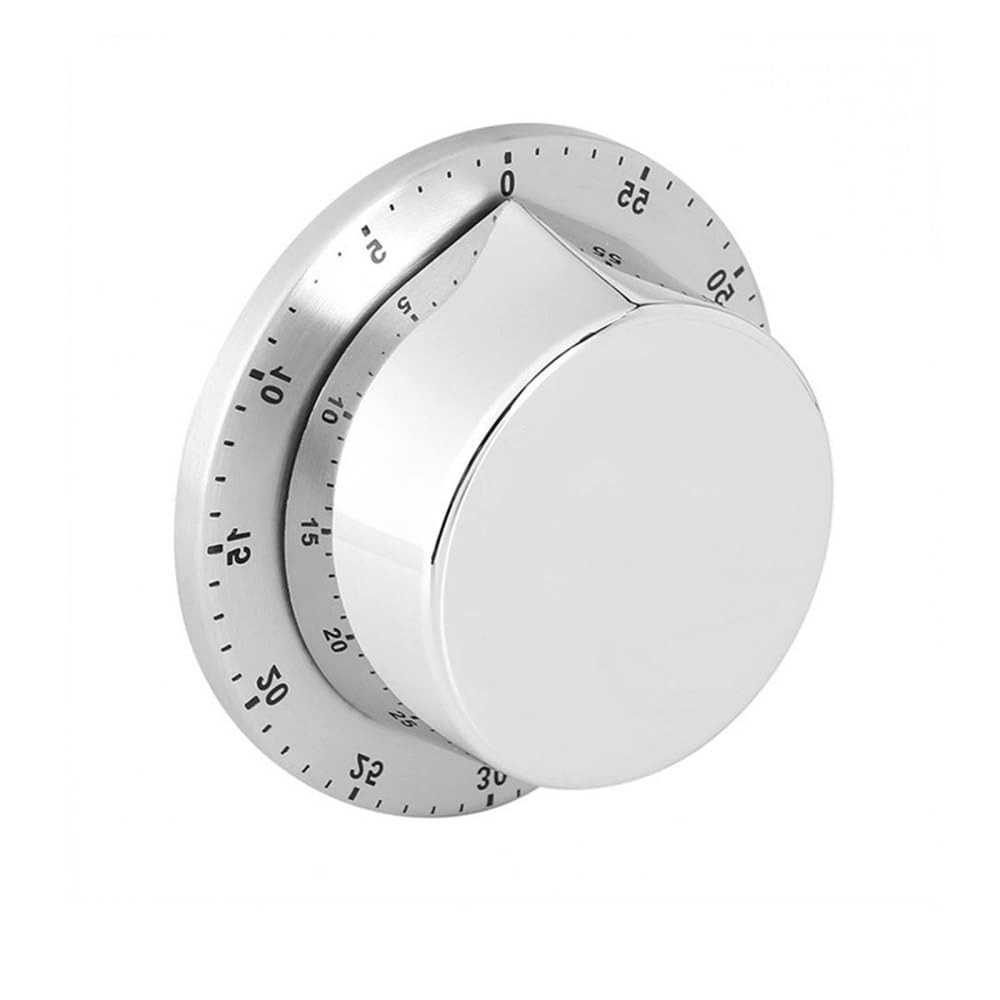 Dongker Silver Kitchen Cooking Timers,Magnetic Adsorption Mechanical Desk Timer Stainless Steel Chassis For Home Baking Cooking Oven