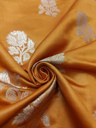 Tissu brocart de soie moutarde foncée et or pour couture de robe de soirée BRO1164