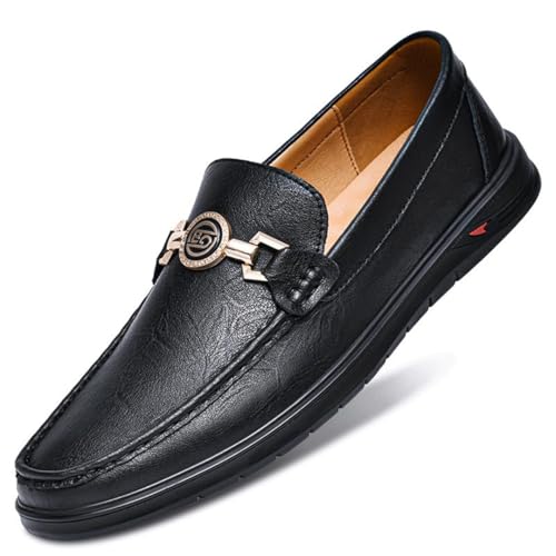 Image of Milano Genuine Leather Loafers (Black,11)