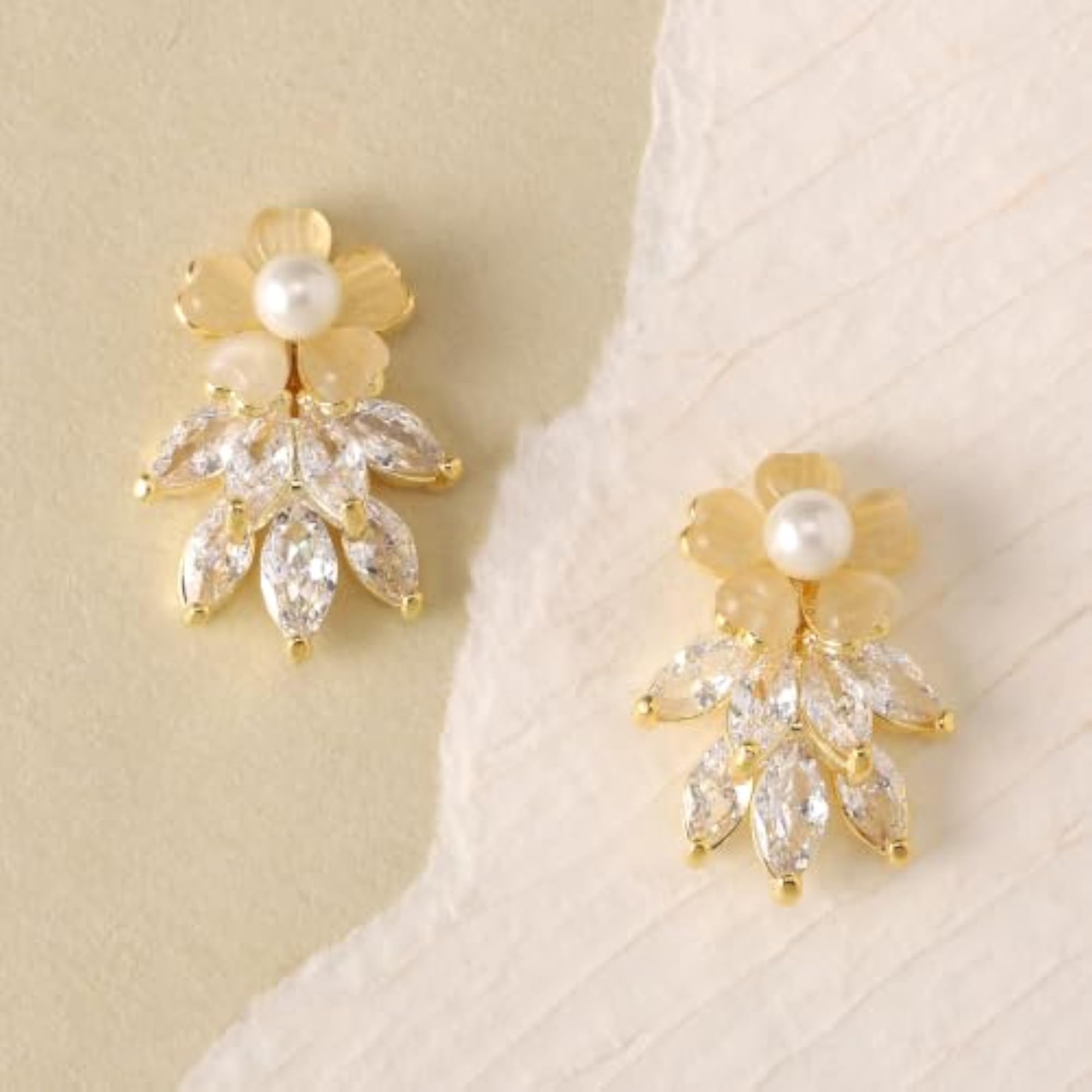 Women's Aurelie Bloom Crystal Bow Stud Earrings, Anti Tarnish