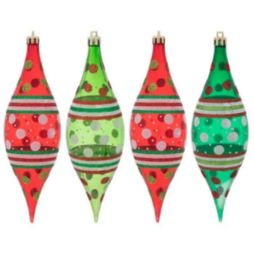 Décorations de Noël rayées et à pois : lot de 4 suspensions sapin unique