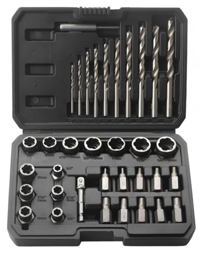 Extracteur de vis et boulons en acier traité avec adaptateur de transmission 3/8"