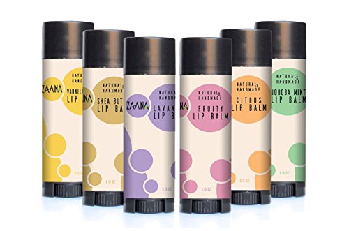 Natural Lip Balm 6 pack - 100% Natural and Handmade Skincare, Handpoured, Gift Pack; Lip Balm Tube; Stocking Stuffer Ideas, Gift under $20, Christmas Gift; Lip Balm Pack of 6