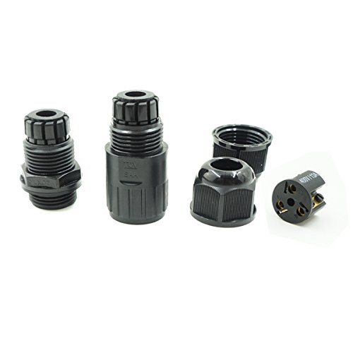 COOLWEST Black Plastic Connector Gland IP68 Waterproof,Cable Range 4-7MM, Shielded, Field Installable 2 Pack