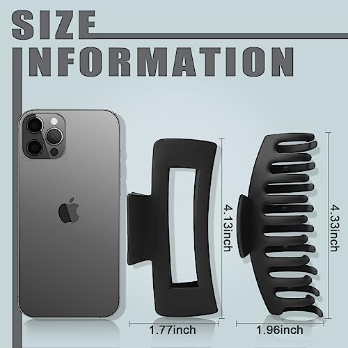 TOCESS 8 Pack Black Big Hair Claw Clips for Women Large Claw Clip for Thin Thick Curly Hair 90's Strong Hold 4.33 Inch Nonslip Matte Jumbo Hair Clips - Image 5