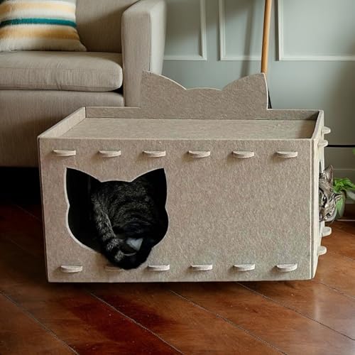 Nichoir en feutre pour chaton : maison pliable double couche - 4