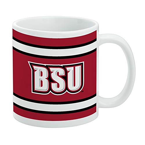 Bridgewater State BSU Stripes Ceramic Coffee Mug, Novelty Gift Mugs for Coffee, Tea and Hot Drinks, 11oz, White