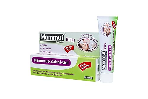 Mammut Zahni Gel - Zahnungsgel 10 ml - Baby Zahnungshilfe Säuglinge - Teething Gel - ohne Alkohol zuckerfrei laktosefrei vegan - Dreifachpflege für gereiztes Zahnfleisch