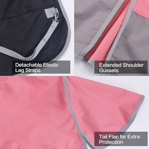 Gallopoff 1200 Denier Rip-Stop Turnout Rain Sheet Lightweight Waterproof Breathable Horse Blanket (No Fill) Pinkgrey 72 Inch thumb #2