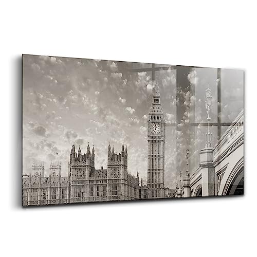 Tableau verre coloré Big Ben Londres 100x50 - Innovante Wallart peinture sur verre moderne