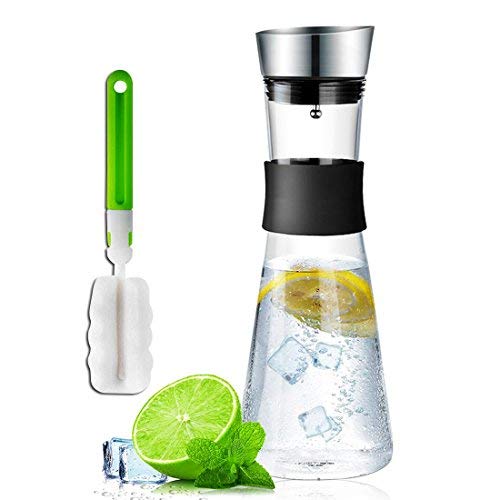 Buy 1 Liter Glass Water Carafe Pitcher with Flow Lid, ZDZDZ Glass