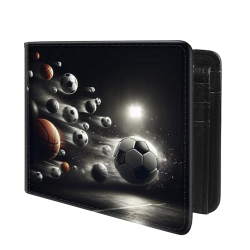 Front Pocket Slim Bifold Leather Wallet RFID Blocking with ID Window for Men/Soccer GC1994