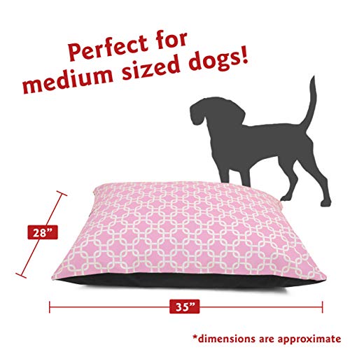 Image of Majestic Pet Rectangle Medium Dog Bed - Non-Slip Washable Comfy Crate Kennel Pillow for Sleeping - 35 x 28 Inch for Medium Breed - Links Pink