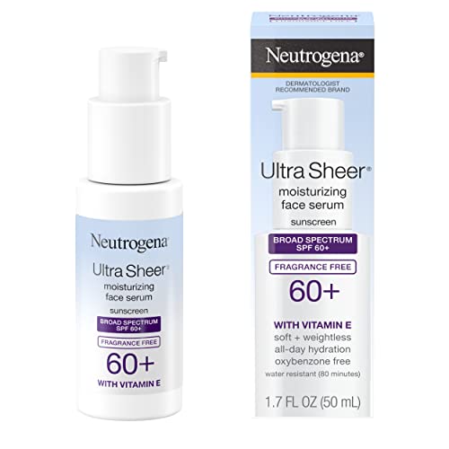 Neutrogena Ultra Sheer Moisturizing Face Serum With Vitamin E & Spf 60+, All Day Facial Sunscreen Serum With Broad Spectrum Uva/Uvb Protection, Fragrance-Free, Oxybenzone-Free, 1.7 Oz #TOP1