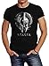 Neverless® Herren T-Shirt Aufdruck Sparta Helm Krieger Warrior Printshirt T-Shirt Used Look Slim Fit Fashion Streetstyle schwarz schwarz 3XL
