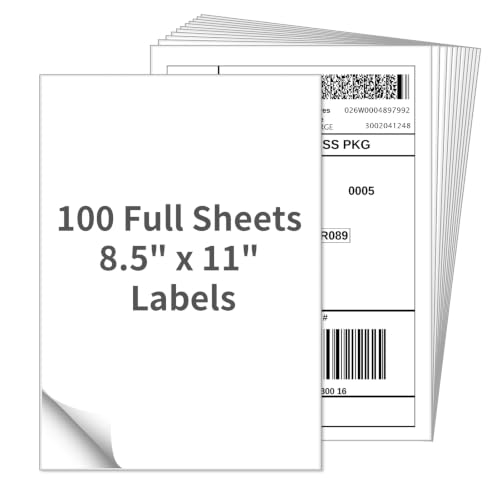 9527 Product 100 Sheets Sticker Labels 8-1/2" x 11" Shipping Address Labels for Laser/Ink Jet Printer,100 Labels.