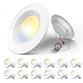 Amico 5/6 inch 3CCT LED Recessed Lighting 12 Pack, Dimmable, Damp Rated, 12.5W=100W, 950LM Can Lights with Baffle Trim, 3000K/4000K/5000K Selectable, Retrofit Installation - ETL & FCC Certified