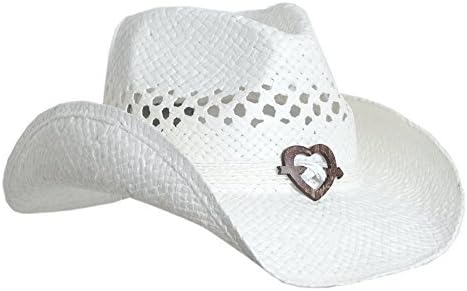 Women's Cowboy Hat with Heart, White, One Size