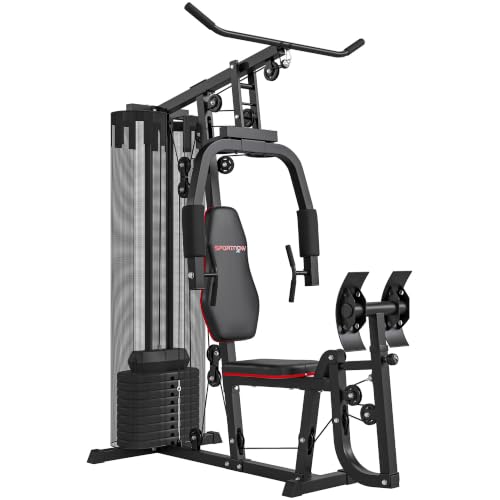 Imagen de SPORTNOW Sistema de Gimnasio Compacto con Pila de 45 kg máquina de Pesas