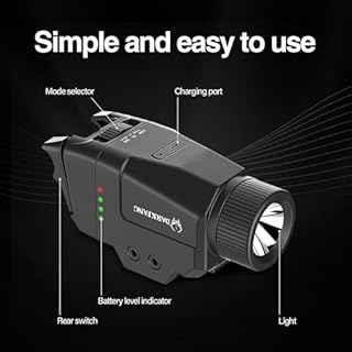 DARKFANG Lumière tactique compacte de 1000 lumens avec 2 commutateurs différents pour le rail picatinny