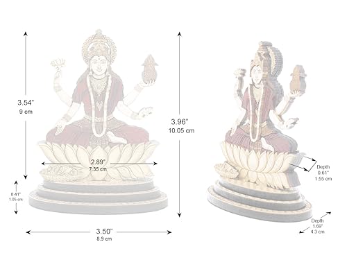 Estatua de Diosa Lakshmi tallada en madera de 4 pulgadas miniatura 6