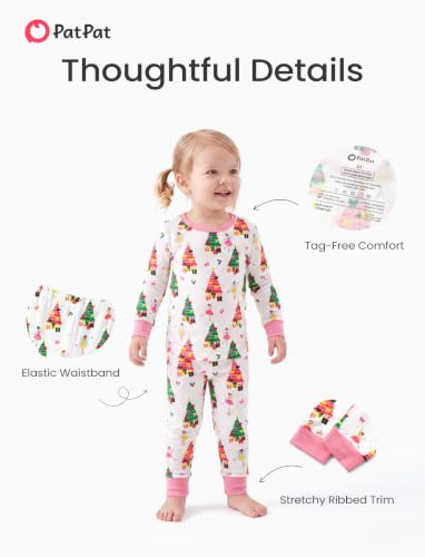 Image of PATPAT Toddler & Kids Pajama Sets with Bamboo Viscose, Snug Fit Pjs for Girls, All-Season Comfort Sleepwear, Ages 2-12 Years