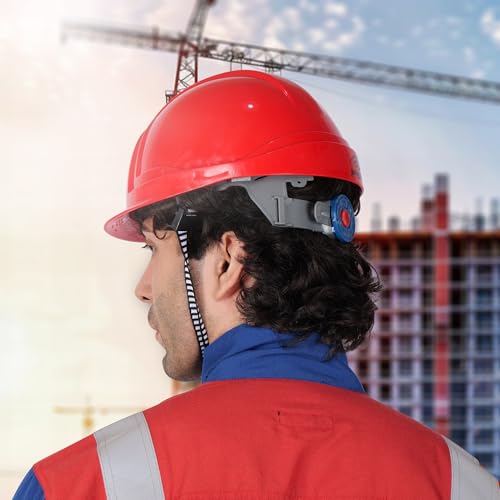 Image of PERF Safety Helmet for Construction & Outdoor Work|Easy 3D Fitting System for Any Head Size|Lightweight|8-Point Support Easy Impact Absorption Sweatband|XPrssPNV (Red)