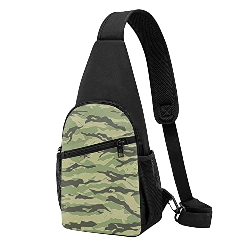 Sac à dos sling Tiger Stripe Camo noir petit sac poitrine randonnée voyage unisexe