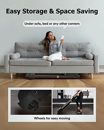 UREVO Folding Treadmill, 2.25HP Foldable Treadmill with 12 HIIT Modes, Compact Mini Treadmill for Home Office, Space Saving Small Treadmill with Large Running Area, LCD Display, Easy to Fold