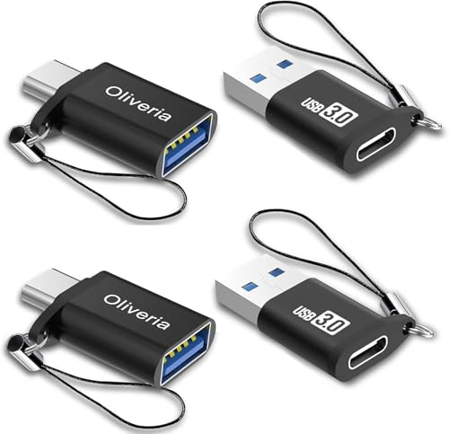 Oliveria USB C auf USB Adapter 4 Stück, Typ C auf USB 3.0 Adapter,Thunderbolt 3 auf USB Buchse OTG Adapter für Phone 15, MacBook Pro 2022/2021/2020, Galaxy und weitere