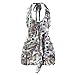 Women Sexy Halter Neck Backless Mini Dress Floral Ruffle Bodycon Short Party Mesh Dress Club Outfits Green